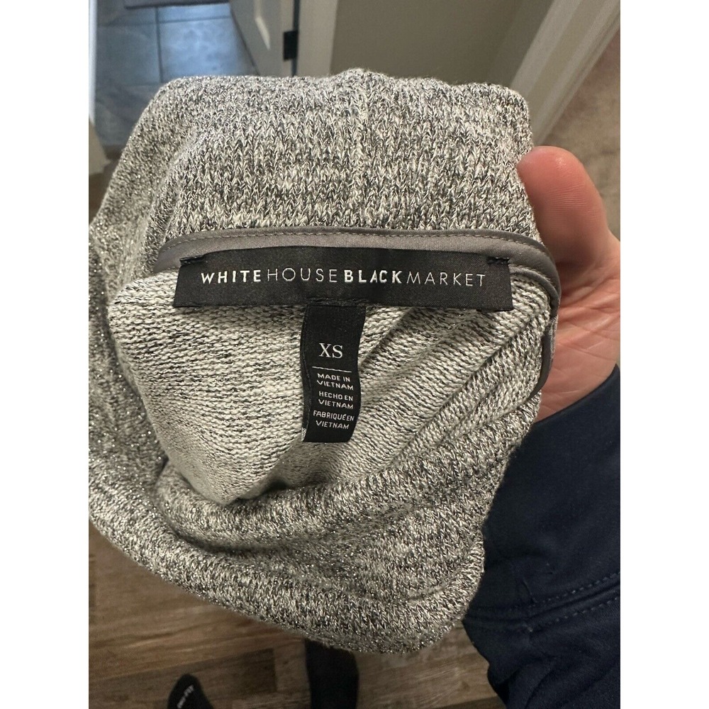 white house black market gray sparkle cropped turtleneck sweater womens XS $129 - Picture 2 of 3